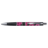 Stylo Papillons de parties scintillant rose-chaud de nom (Dos)