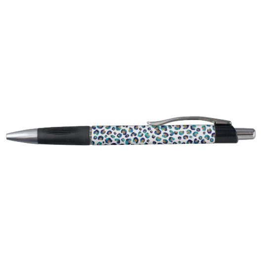 Stylo Parties scintillant d'or bleu Motif Leopard (Haut)