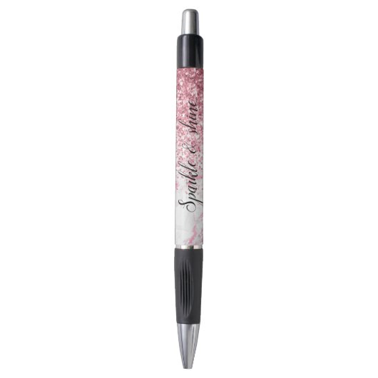 Stylo Parties scintillant Marbre blanc rose (Devant (Vertical))