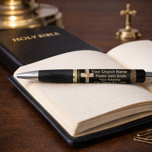 Stylo Pasteur d'église Classy Or Et Noir 