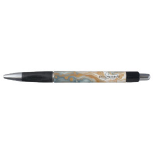 Stylo Peach Orange Turquoise Blue Gold Marble Art Motif