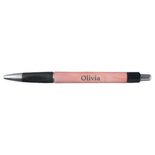 Stylo Peach Rose or Floral Aquarelle Nom (Devant)
