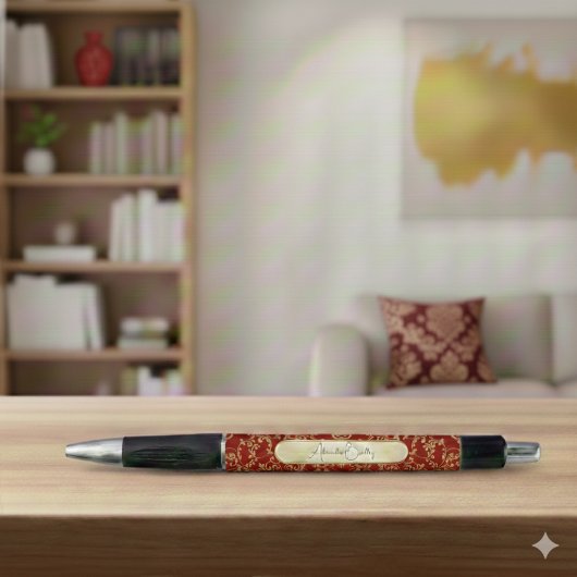 Stylo Personalized Crimson Gold Damask Pattern