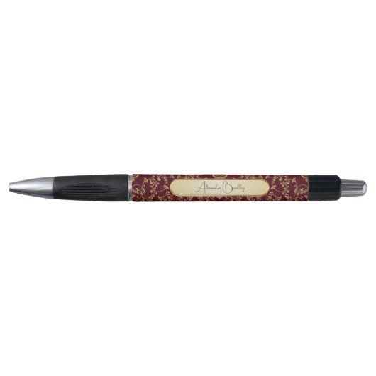 Stylo Personalized Crimson Gold Damask Pattern (Devant)