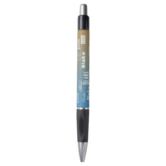 Stylo Personalized Name Blue peach sunset   (Devant (Vertical))