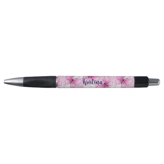 Stylo Personalized Pink Butterfly Cute Kawaii Pen (Devant)