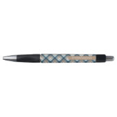 Stylo Personnalisé Beige Brown Bleu Blanc Plaid Motif (Devant)