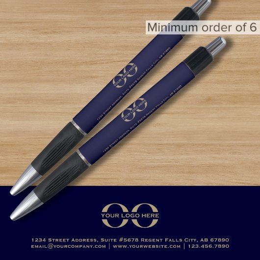 Stylo personnalisé bleu marine et or avec logo