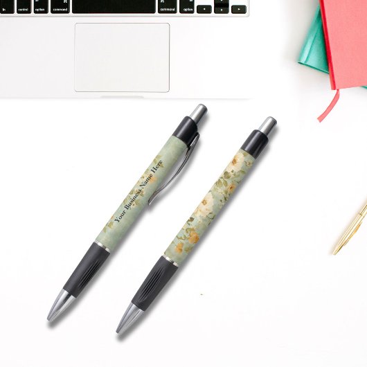 Stylo Personnalisé Crème Jaune Floral Business