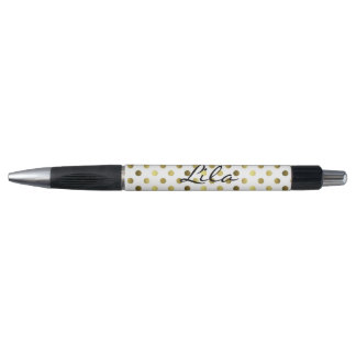 Stylo personnalisé de point de polka d'or