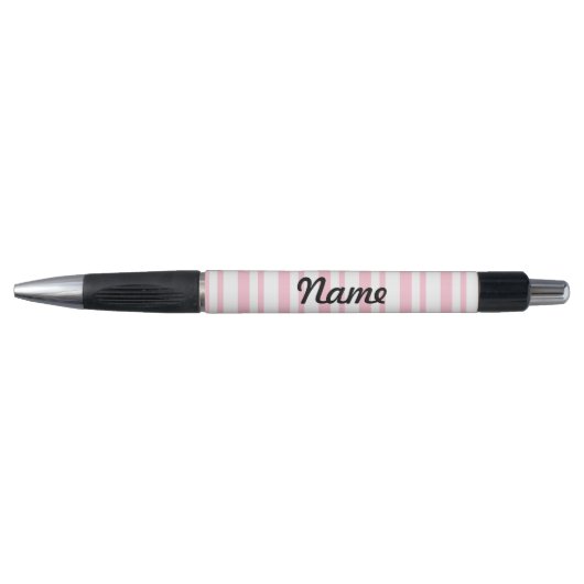 Stylo personnalisé rayure rose (Devant)