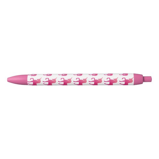 Stylo Personnalisé Unicorne Rose, encre noire (Devant)