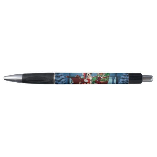 Stylo Petit chiot et elfe de Noël (Devant)