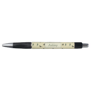 Stylo Petits oiseaux motif sur personnalisé beige