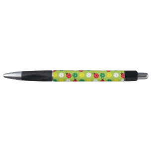 Stylo Pickleball ladybugs et pickleballs sur vert frais