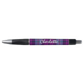Stylo Plaid personnalisé violet bleu écossais Tartan (Devant)