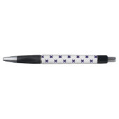 Stylo Points de croix bleu marine sur fond blanc (Devant)