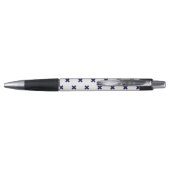 Stylo Points de croix bleu marine sur fond blanc (Dos)