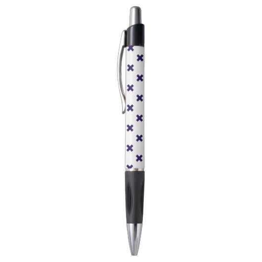 Stylo Points de croix bleu marine sur fond blanc (Haut (Vertical))