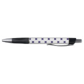 Stylo Points de croix bleu marine sur fond blanc (Bas)