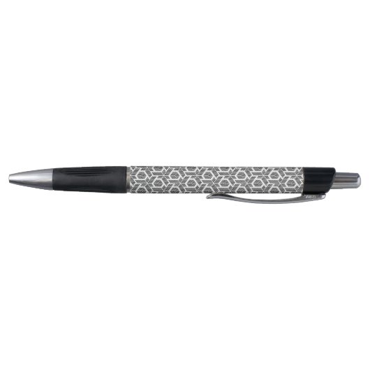 Stylo Points noirs sur motif transparent blanc (Bas)