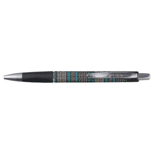 Stylo Points Turquoises noirs Zigzags Motif (Dos)