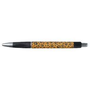 Stylo Pois de chien noir et blanc Pointe Polka sur dahli