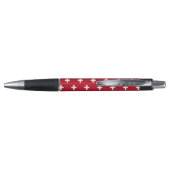 Stylo Polka blanche croise sur rouge (Dos)