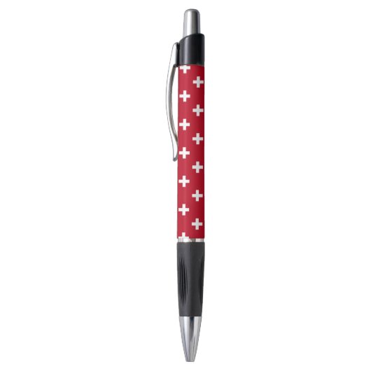 Stylo Polka blanche croise sur rouge (Haut (Vertical))