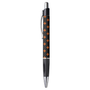 Stylo Polka orange croise sur noir