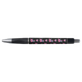 Stylo Poodles et Coeurs roses et bleus sur Noir (Devant)