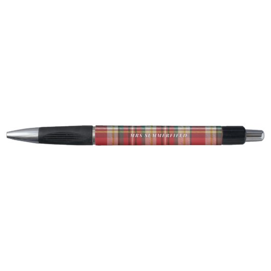 Stylo Professeur Plaid École Personnalisé À damiers Rust (Devant)