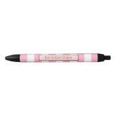 Stylo rayé de rose et blanc personnalisé (Devant)