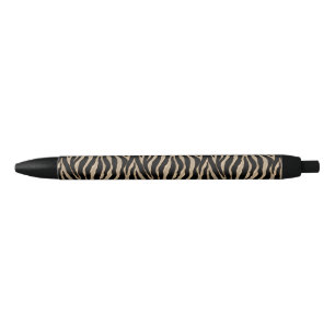 Stylo rayé d'or et de zèbre noir