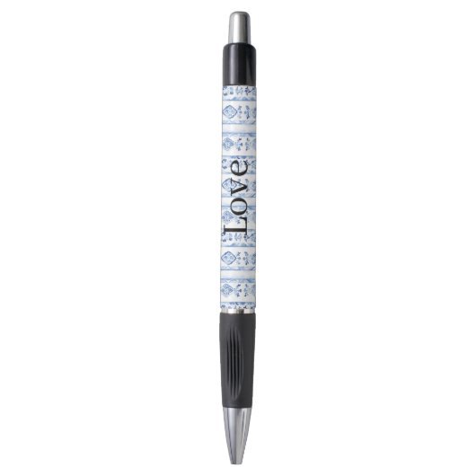 Stylo Rayures bleues rustiques siciliennes italiennes (Devant (Vertical))