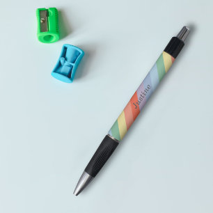 Stylo Rayures diagonales Pastel Rainbow