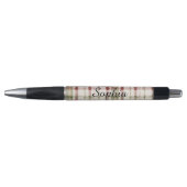 Stylo Rayures écossaises vertes et rouges crème (Devant)