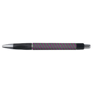 Stylo Rayures Vertes & Violettes Paillettes