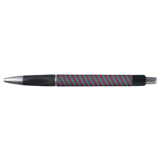 Stylo Rayures Vertes & Violettes Paillettes (Devant)