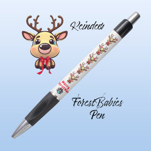Stylo Reindeer Cute Funny Xmas Deer avec Antlers 🦌 blan