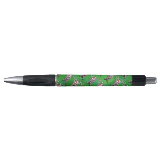 Stylo Reindees Noël Sur Vert (Devant)
