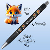 Stylo Renard rouge, Forêt Whimsical Unique Cute Noir ani