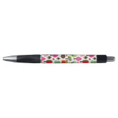 Stylo rétro motif de hibou d'arbre rose de feuille (Devant)