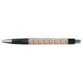 Stylo Rétro motif floral rose et pourpre (Devant)
