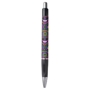 Stylo Rose de néon de crâne de sucre
