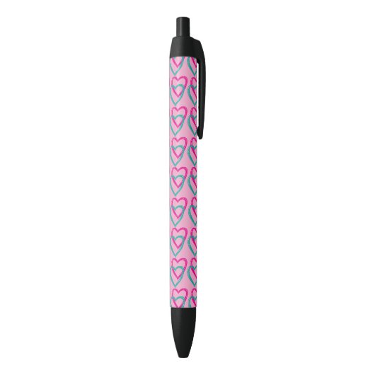 Stylo rose d'équilibre de coeurs, encre bleue (Bas (Vertical))