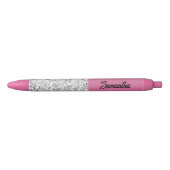 Stylo rose et cristal solide encre noire (Devant)