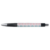 Stylo Rose et motif ethnique turquoise d'éléphant (Devant)