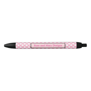 Stylo rose et noir personnalisé de point de polka