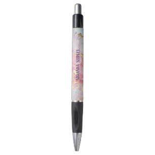Stylo Rose et Or Élégant Peinture Nom Violet
